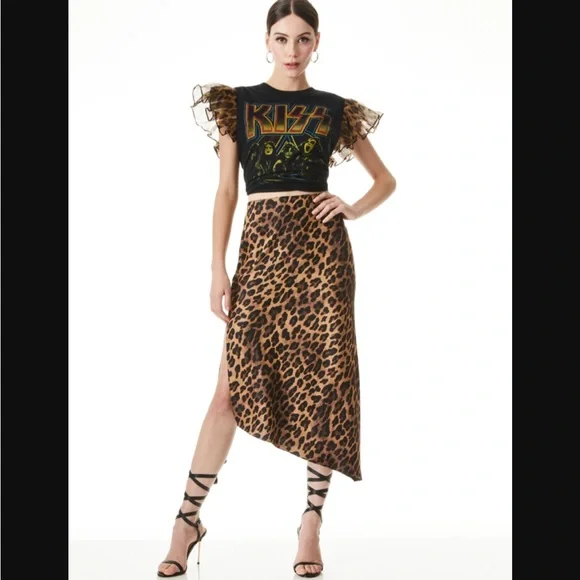 RARE 💋 alice + oliva MILLER BOYFRIEND TANK WITH RUFFLE SLEEVES size M/L NWT - Picture 4 of 10